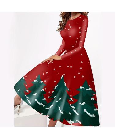 Elegant Hanxiulin Christmas Hoodie Dress for Women | Party Sweatshirt with Bag | Christmas Elk Design | Red Mini Dress XL - Buy Online on GoSupps.com