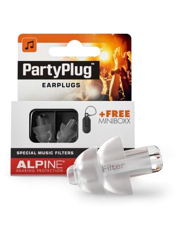 Alpine PartyPlug Concert Ear Plugs - High Fidelity Noise Reduction Music Ear Plugs for Party and Festival - Comfortable Hearing Protection for Loud Sound - 1 Pair Reusable Invisible Clear Ear Plugs Transparent