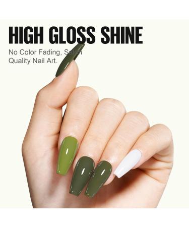 TOMICCA Gel Nail Polish Set - White, Olive Green & Dark Green Colors - Soak Off UV LED Gel Kit for Manicure - Salon Quality at Home - 4x8ML - A116024 - Buy Online on GoSupps.com