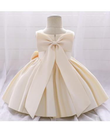 18-24 Months Toddler Bridesmaid Flower Girl Dress - Princess Bowknot Tutu Gown in Champagne - Buy Online on GoSupps.com