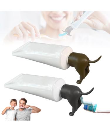 2PCS Pooping Dog Butt Toothpaste Topper Dog Poop Toothpaste Dispenser Funny Toothpaste Cap Reusable Dog Toothpaste Dispenser for Home Travel Daily Life