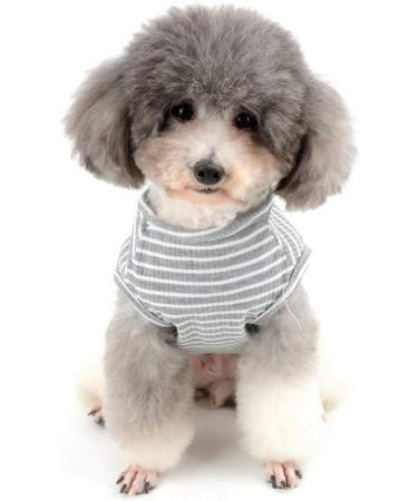 Zweitea Striped Dog Shirt for Small Dogs & Cats - Soft Cotton Summer Tank Top - Gray - Size M - Buy Online on GoSupps.com