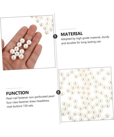 NUOBESTY Faux Pearls 150 Sets Rivet of Nail Decorative Handmade Accessories Imitation Rivets Design Materials Buttons 1.2 White - Buy Online on GoSupps.com