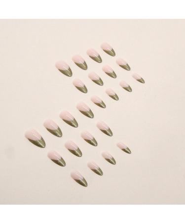 Justotry 24 Pcs Short Gold French Press on False Nails Set with Nail Glue - Pretty Glossy Fake Almond Nails for Women - Buy Online on GoSupps.com