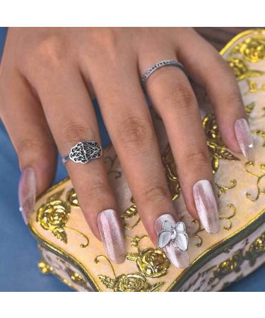 Sethexy Long Glossy Oval Pink False Fingernails - 24 Pcs Butterfly Acrylic Nail Tips for Women & Girls - Cat Safe Stick-On Designer Nails - Buy Online on GoSupps.com