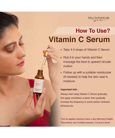Bh.u Botani.cals5% Advanced Vitamin C Face Serum for Daily Use Highly Stable & Effective for Skin Brightening & Glow with Hyaluronic Acid & Witch Hazel Extract for All Skin 100% Sulphate 30ml - Buy Online on GoSupps.com