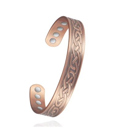 Copper Bracelets for Men Women 6.88in Pure Copper Vintage Adjustable Magnetic Bracelet Magnetic Jewelry Present(1016)