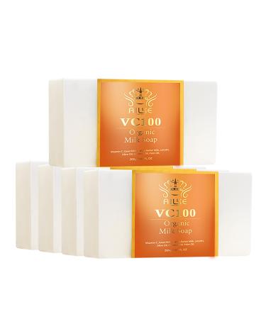 AILKE BOOST LUSTER AILKE Organic vitamin C brightening soap with shea butter coconut oil goats milk reduces wrinkles antiaging improves skin elasticity for face and body 200 g pack of 5 pieces