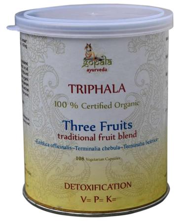TRIPHALA Capsules (USDA Certified Organic) - 108 Vcaps (Pack of 3) - with Free Gift Samples and Expedited Delivery