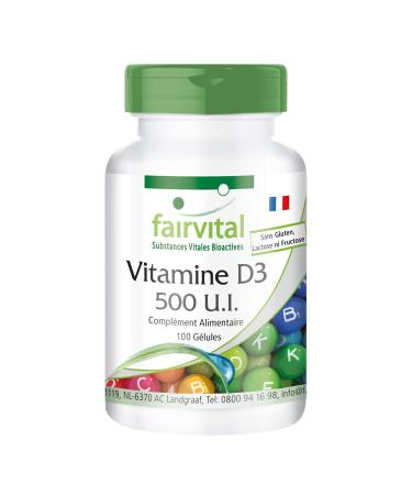 Fairvital | Vitamin D3 500 IU - box of 100 days - Highly dosed - 100 caps - cholecalciferol