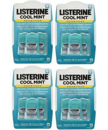 Listerine Cool Mint Pocketpaks Breath Strips, 12-24-Strip Pack Total 288 Strips 24 Count (Pack of 12)