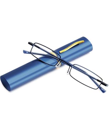 Kokobin Flexible Metal Reading Glasses +1.0 Diopters | Unisex Design Feather-Hinge & Case Included | Ideal Reading Aid in Blue - Buy Online on GoSupps.com