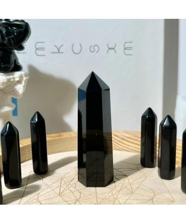 Xiannvxi 2 Obsidian Crystals - Healing Gemstone Towers Natural Hexagonal Point Rods for Meditation & Energy Therapy - 2 Inches - Buy Online on GoSupps.com