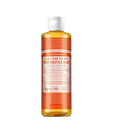Dr. Bronners - Pure-Castile Liquid Soap (Tea Tree, 8 ounce) - Made with Organic Oils, 18-in-1 Uses: Acne-Prone Skin, Dandruff, Laundry, Pets and Dishes, Concentrated, Vegan, Non-GMO Tea Tree 8 oz - Buy Online on GoSupps.com