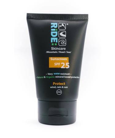 Ride Skincare Protect SPF 25 Mineral Sunscreen - Natural Reef Safe Vegan suncream designed for sport - Super Water Resistant 50ml