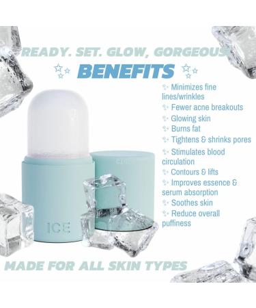 Ice Face Roller & Gua Sha Silicone Mold Set for Brightening, Tightening & Toning - Reduce Fine Lines, Shrink Pores, and Achieve Glowing Youthful Skin - Anti-Aging Cryotherapy Therapy - Blue Baby Blue - Buy Online on GoSupps.com