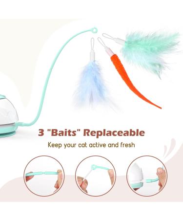 Pawaboo 2 in 1 Electric Cat Toys USB Rechargeable Automatic Cat Exercise Teaser Toy with 3pcs Replacement Indoor Interactive Cat Toy Pop and Play Feather Teaser Wand Toy for Cat Kitten Kitty Green - Buy Online on GoSupps.com