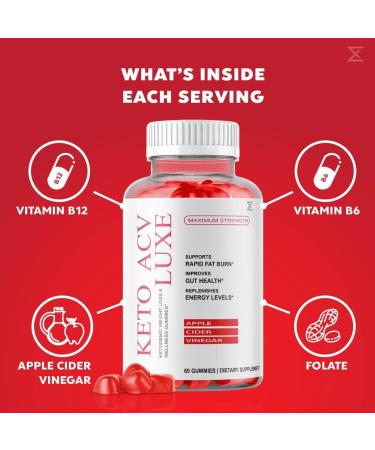 Keto ACV Luxe Gummies - Vegan Apple Cider Vinegar Supplement (60 Gummies) - Pack of 1 - Buy Online on GoSupps.com