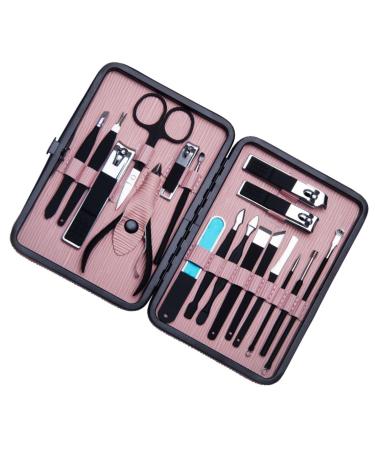 Healeved 1 Nail Set Professional Nail Clippers Kit Salon Nail Nipper Manicure Tools Nail Grooming Kit Cuticle Kit De Manicura Kits Nursing Kit Cosmetic Stainless Steel Pink