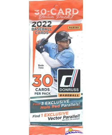 2022 Donruss Baseball EXCLUSIVE Factory Sealed JUMBO FAT CELLO Pack with 30 Card Including (3) HOLO RED PARALLELS & VECTOR PARALLEL! Look for Rookies & Autos of Wander Franco & Many More! WOWZZER!