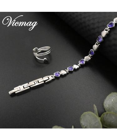 Vicmag Magnetic Hardship Women's Titanium Steel Bracelet - Ultra-Strength with Distance Tool (Purple Crystal & Solid Heart) - Perfect Gift for Her - Buy Online on GoSupps.com