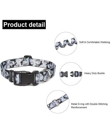 Adjustable Mercano Dog Collar - Soft Nylon Comfort & Patterned Design for Small to Medium Dogs | Camo Gray - Buy Online on GoSupps.com