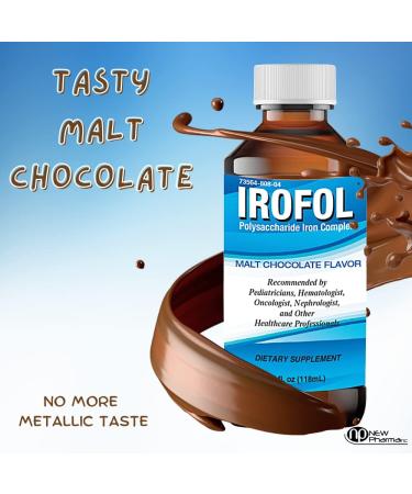 IROFOL High Potency Liquid Iron Supplement | Malt Chocolate Flavor | 4 fl oz (118 mL) | 100mg Polysaccharide Iron Complex | Anemia Iron Deficiency Support for Kids & Adults - Buy Online on GoSupps.com