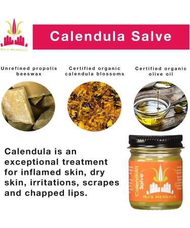 MJs Herbals Calendula Salve | Skin Soothing Eczema Cream 1 oz - Organic Calendula & Propolis Beeswax for Diaper Rash, Scar Treatment & Bug Bite Relief - Buy Online on GoSupps.com