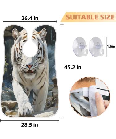 Animal White Tiger Beard Bib Apron | Beard Hair Catcher for Men | Perfect Father's Day & Christmas Gift for Dad & Husband - Buy Online on GoSupps.com