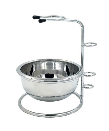 PerPro Stainless Steel Shaving Stand with Bowl Set - Razor Holder and Soap Mug for Manual Razor - Father's Day Gift - Buy Online on GoSupps.com