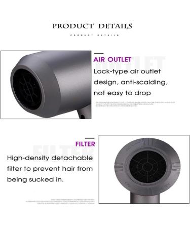 Hair Dryer with Diffuser & Concentrator GZLMMY Constant Temperature Not Hurting Hair Ionic Hammer Blow Dryer 1800W Negative Ions Hairdryers Curly Hair Care - 3 Speed - Light Weight Low Noise (Grey) - Buy Online on GoSupps.com