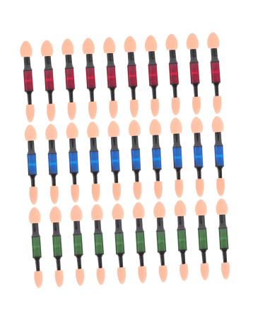 Beatifufu 30pcs Double Ended Eye Shadow Stick Eye Makeup Make up Sponge Eyebrow Brush Rod Aluminum