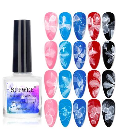 SUPWEE White Blooming Gel Polish Marble Watercolor Ink Nail Painting Gel Nail Blossom Flower Nail Art Design Soak Off UV Gel Manicure DIY Nail Design At Home 10ML(0.33FL OZ) White Watercolor Ink - Buy Online on GoSupps.com
