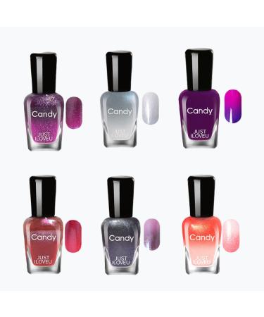 Color Changing Nail Polish Set 6 Pcs Classic Colors Quick Dry Nail Polish Kit 0.24 oz Finger Nail Polish Pack Glossy Toenail Polish Nail Polish for Women and Girls(7ML Each) YW-3