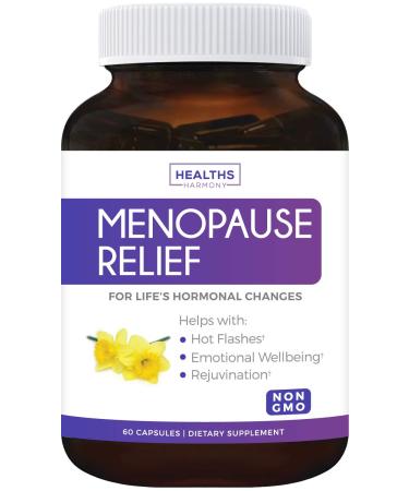 Menopause Relief (Non-GMO) Helps Support Menopausal & Perimenopause - Hot Flashes & Night Sweats - Female Hormonal Support Supplement for Hormone Balance with Black Cohosh - 60 Capsules