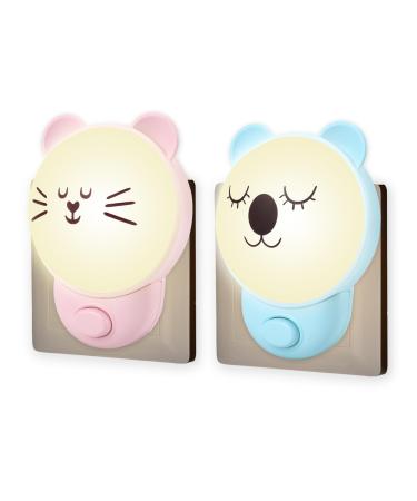 Wetry night light socket children with switch quiet light baby initial equipment newborn sleep aid children's room decoration wall bedside lamp small koala x cat