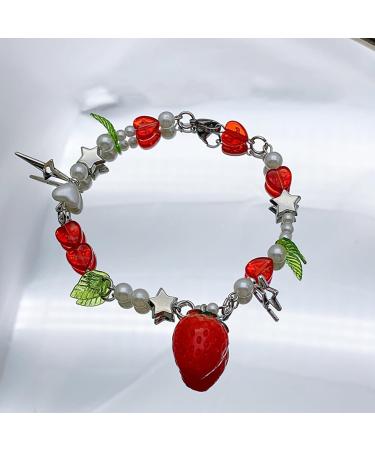 Oralgo's Unique Star & Strawberry Charm Bracelet - Trendy Women's Fashion Accessory Metal Alloy Chain Jewelry - Buy Online on GoSupps.com