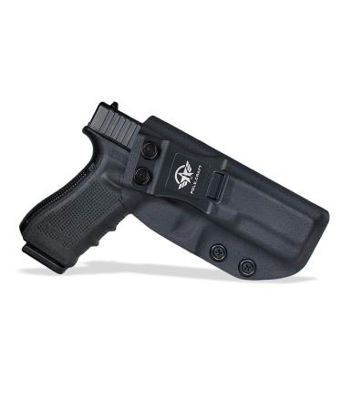 Glock 17 Holster IWB Kydex Holster Custom Fit: Glock 17 (Gen 1-5) / Glock 22 Glock 31 (Gen 3-4) Pistol - Inside Waistband Concealed Carry - Adj. Cant Retention - Cover Mag-Button - No Wear - No Jitter Black - A, Right Hand