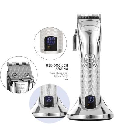 Professional Hair Clipper for Men | Rechargeable Barber Trimmer & Shaver | LCD Electric Hair Clippers - Silver - Buy Online on GoSupps.com