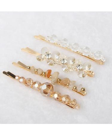 Pearl Hair Clips 10 Pack - Crystal Beaded Hairpins for Women/Girls - Handmade Metal Gold Barrettes - Hair Accessories - Buy Online on GoSupps.com