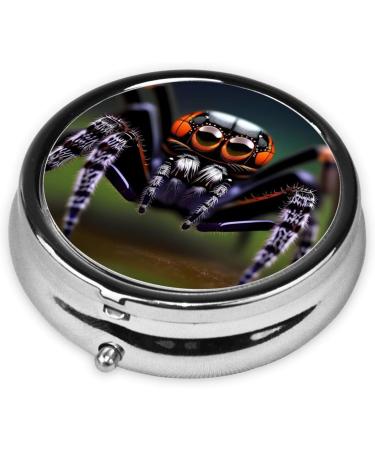 Tropical Rainforest Spiders Round Pill Box | 3 Compartment Pill Organizer | Portable Travel Pill Container - Buy Online on GoSupps.com