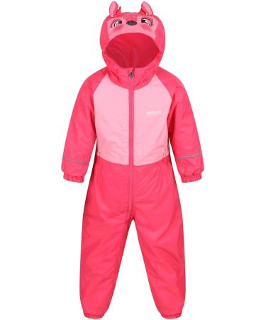 Regatta Kid's Mudplay III Waterproof Insulated Animal All-in-one Suit Size 36-48 Geranium/Pink Blossom - Buy Online on GoSupps.com