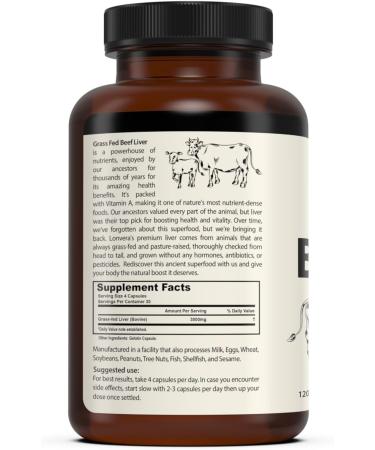 Grass Fed Beef Liver Capsules | Freeze-Dried Desiccated Liver Supplement | 3000 mg 120 Count - 30 Servings for Optimal Health - Buy Online on GoSupps.com