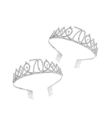 Minkissy 18th Birthday Crown with Comb Crystal Rhinestone Tiara 18th Birthday Crown Birthday Headpiece for Birthday Party (Silver) Size 5