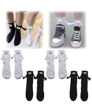 TisTik Couple Holding Hands Socks Funny Magnetic Suction 3D Doll Couple Socks for Couple Funny Socks for Men Women Couple Socks Mix-4pair