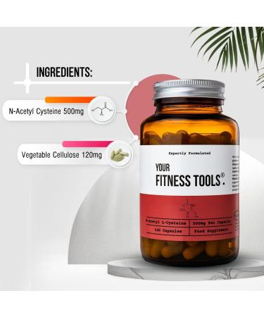 Your Fitness Tools Vegan NAC Supplement 500mg | N-Acetyl-Cysteine Amino Acid | 120 Capsules with High Bioavailability | Providing Non Toxic Stable Form of L-Cysteine | Made in The UK - Buy Online on GoSupps.com