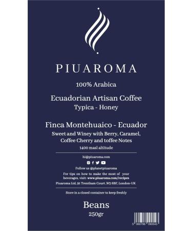 Ecuadorian Gourmet Coffee Whole Beans Medium Roast Fresh Coffee Beans 200 Grams/3.5 Ounces (Pack of 1) | Ecuadorian Coffee 100% Gourmet Coffee PIUAROMA - Buy Online on GoSupps.com