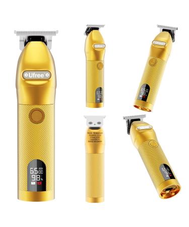 Professional T Blade Hair Trimmers Zero Gapped Hair Clippers for Men Cord/Cordless Rechargeable Hair Liners Clipper Metal Hair Cutting for Head/Beard - Gold