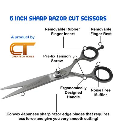 Createch Tools CT Hair Scissors Set - 6 Hair Cutting & 4 Trimming Barber Scissors, Razor Edge Blades for Professional & Home Use - 2-Piece Set - Buy Online on GoSupps.com