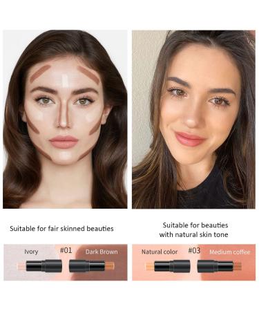 4 Colors Cream Contour Sticks Makeup Kit | Highlight & Contour for Beginners | Primer Face Makeup Stick for Light Medium Skin | Concealer & Blur Stick - 2Pcs - Buy Online on GoSupps.com